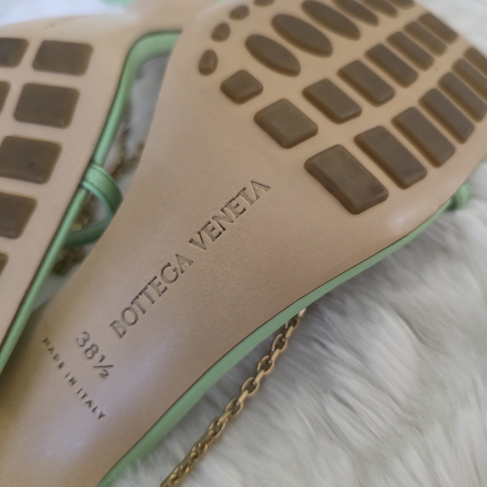 Bottega Veneta Stretch Chain Sandals Pistachio Green Square Toe EU 38.5/US 8.5 - Picture 10 of 16